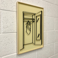 If You Can See It, You Can Find It - framed mini wardrobe elastic drawing V7 (yellow swimsuit  / black elastic)