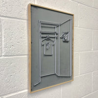 If You Can See It, You Can Find It - framed mini wardrobe elastic drawing V11 (slate velvet t-shirt / white elastic)